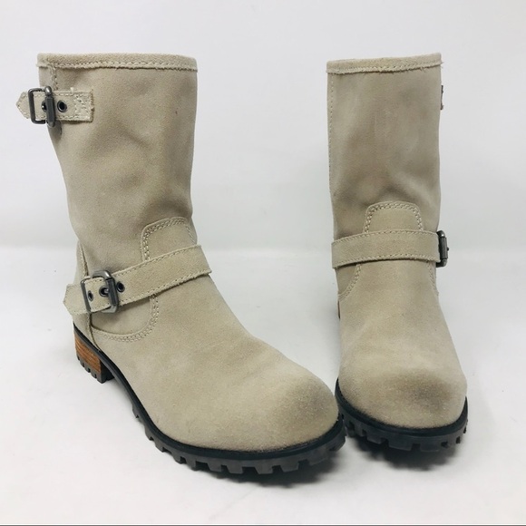 H&M Beige Suede Motorcycle Biker Boots - Picture 1 of 8